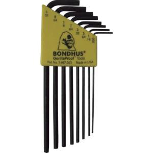 ボンダス BONDHUS ボンダス HLX8 六角L-レンチ ロング インチ セット8本組 0.050-5/32 BONDHUS