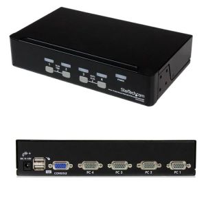 スターテックドットコム StarTech.com スターテック SV431DUSBU 1Uラックマウント対応 4ポート シングルVGAディスプレイ対応USB接続KVMスイッチ