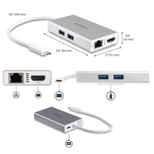 スターテックドットコム StarTech.com スターテック ZU201F2 USB Type-C接続マルチアダプタ シルバー ホワイト