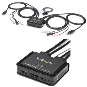 スターテックドットコム StarTech.com スターテック ZU2025D ケーブル一体型 2ポート USB DisplayPort対応KVMスイッチ 4K 60Hz対応CPU切替器