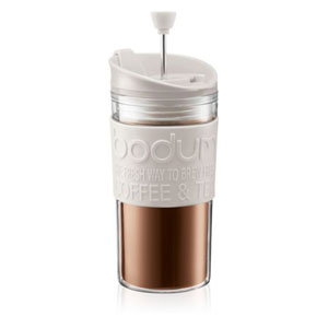 ボダム bodum ボダム トラベルプレスセット 携帯用 フレンチプレスコーヒーメーカー マグ用リッド付き オフホワイト bodum