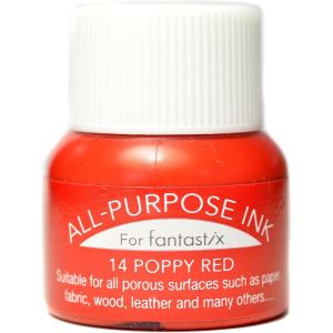 ツキネコ ツキネコ オールパーパスインク 多用途インク 布 皮革 紙 木材 15ml ポピーレッド API-14