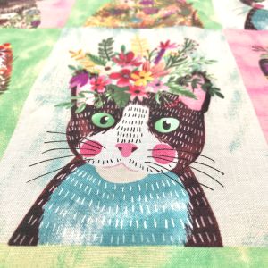 FREE SPIRIT FREE SPIRIT USA285 FLORAL PETS KITTY パネル 60cmカット 60cm×110cm幅 USAコットン 直送 代引不可 北海道沖縄離島不可
