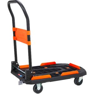 トラスコ TRUSCO トラスコ MPK-780-BK-JS-RSK-CP 樹脂台車 カルティオ 新型 780X490 折畳 樹脂ストッパー付 荷物落下防止柵付キャンペーン メーカー直送 沖縄離島不可