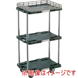 トラスコ TRUSCO トラスコ MPB-503JSK-GN 樹脂製台車 ルートバン 3段式 柵1段付 370X500 4輪自在ストッパー付 緑 メーカー直送 代引不可 北海道沖縄離島不可