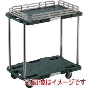 トラスコ TRUSCO トラスコ MPB-602JSK-GN 樹脂製台車 ルートバン 2段式 柵1段付 400X600 4輪自在ストッパー付 緑 メーカー直送 代引不可 北海道沖縄離島不可