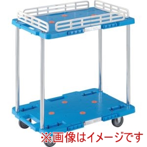 トラスコ TRUSCO トラスコ MPB-602K-B 樹脂製台車 ルートバン 2段式 こぼれ止め1段付 400X600 青 メーカー直送 代引不可 北海道沖縄離島不可