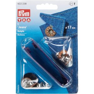 プリム Prym プリム ジーンズドーナツボタン スターオープン キット付 φ17mm 6組入 オールドカッパー PRM622238 Prym