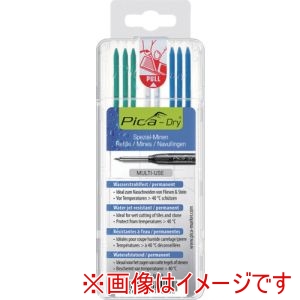ピカマーカー Pica Marker ピカマーカー 4040SB03 建築用シャープペンシル Dry 用耐水性替芯 8本入り 緑青 各3本 白 2本 ブリスターパック