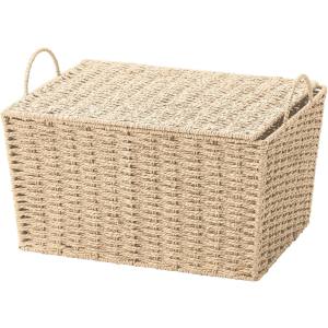 ちどり産業 ちどり産業 カラーペーパー 蓋付 ベージュ 取っ手付き 収納 ボックス カゴ CH-412BG