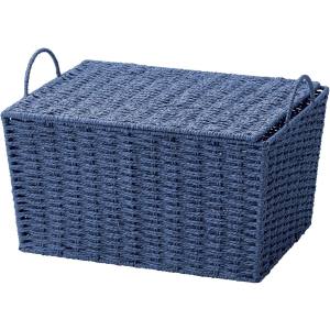 ちどり産業 ちどり産業 カラーペーパー 蓋付 ネイビー 取っ手付き 収納 ボックス カゴ CH-412NV