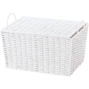 ちどり産業 ちどり産業 カラーペーパー 蓋付 ホワイト 取っ手付き 収納 ボックス カゴ CH-412WH