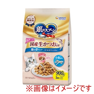 ユニチャーム Unicharm ユニチャーム 銀のスプーン 国産生かつおin海の幸ブレンド かつお まぐろ しらす味 小魚添え 900g