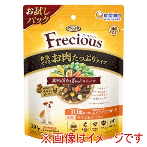 ユニチャーム Unicharm ユニチャーム グランデリ Frecious 食欲そそるお肉たっぷりタイプ 10歳以上用 チキン ビーフ入り 小粒 180g