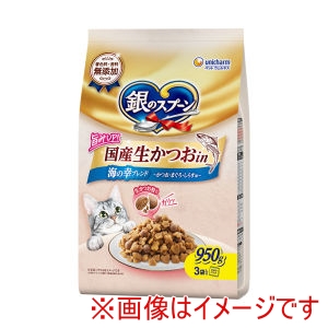 ユニチャーム Unicharm ユニチャーム 銀のスプーン 国産生かつおin海の幸ブレンド かつお まぐろ しらす味 950g