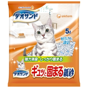 ユニチャーム Unicharm ユニチャーム デオサンド ギュッと固まる紙砂 5L 猫 トイレ 猫砂
