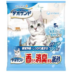 ユニチャーム Unicharm ユニチャーム デオサンド 香りで消臭する紙砂 ナチュラルソープの香り 5L 猫砂 トイレ