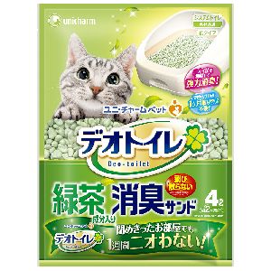 ユニチャーム Unicharm ユニチャーム デオトイレ 飛び散らない緑茶成分入り消臭サンド 4L 猫砂 紙 燃やせる