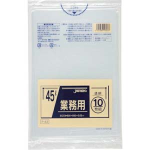 ジャパックス JAPACK’S ジャパックス 業務用ポリ袋 45L 透明 10枚入 P-43