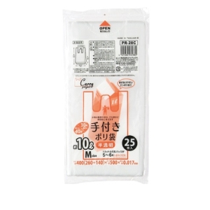 ジャパックス ジャパックス PR-28C 手付きポリ袋M 10L半透明 25枚