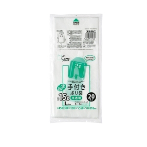 ジャパックス ジャパックス PR-29C 手付きポリ袋L 15L半透明 20枚