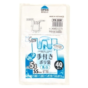 ジャパックス ジャパックス PR-26W 手付きポリ袋 SS 12号相当 40P