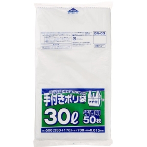 ジャパックス JAPACK’S ジャパックス 手付 ポリ袋 30L 50枚入 ON-03