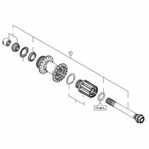 シマノ SHIMANO シマノ Y3TS98020 FH-M640 ハブ軸組 12mm SHIMANO