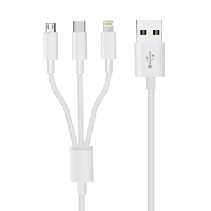 輸入特価アウトレット TypeC iPhone micro マルチ充電ケーブル ホワイト
