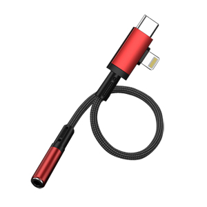 輸入特価アウトレット TypeC Iphone 3.5mm変換ケーブル レッド