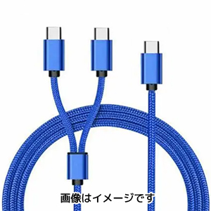 あきばお～ TypeC TypeC×2 ケーブル 1.2m ブルー