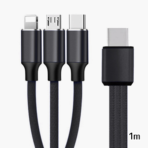 あきばお～ TypeC 3in1マルチケーブル ブラック 1m