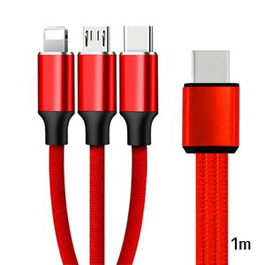 あきばお～ TypeC 3in1マルチケーブル レッド 1m