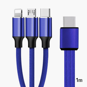 あきばお～ TypeC 3in1マルチケーブル ブルー 1m