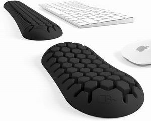 あきばお～ キーボードリストレストセット ハニカムデザイン 低反発 黒