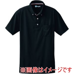 桑和 桑和 50391-04-M 50391 半袖ボタンダウンポロシャツ 胸ポケット付き ブラック M