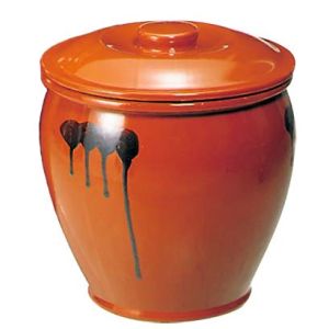 山源陶苑 陶器 蓋付ミニかめ(ソース入れ) 0.8号
