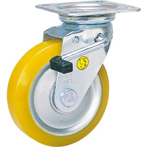 シシク SISIKU シシク EUWJB-130 静電気帯電防止キャスター 自在ストッパー付 130径 ウレタン車輪 SISIKU