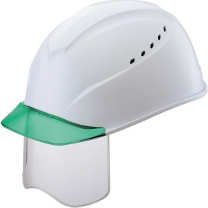 谷沢製作所 タニザワ 谷沢製作所 1230VJ-SH-V3-W3-J エアライトS搭載ヘルメット グリーン透明ひさし 溝 通気孔 シールド付 白色