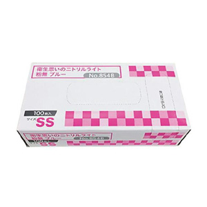 オカモト OKAMOTO オカモト 854B-SS 衛生思いのニトリルライト手袋 ブルー粉無 100入