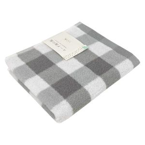 林 林 フェイスタオル エーゲ海産コットン ベイチェック グレー FI700329