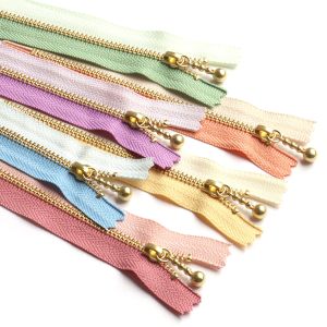 日本紐釦貿易 Nippon Chuko NBK Y.K.K 玉付きファスナー コンビカラー 金具ゴールド 6本セット 12cm 3G12-C6MIX 日本紐釦貿易
