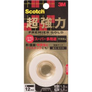 スリーエム 3M スリーエム 3M KPS-12 スコッチ 超強力両面テープ プレミアゴールド スーパー多用途 12mm×1.5m