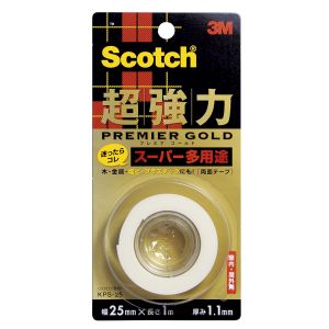 スリーエム 3M スリーエム 3M KPS-25 スコッチ 超強力両面テープ プレミアゴールド(スーパー多用途) 25mm×1m