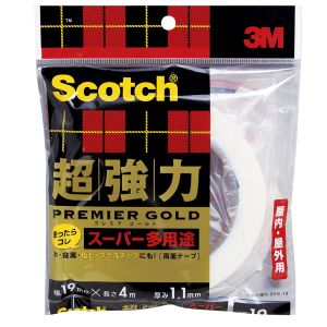 スリーエム 3M スリーエム 3M SPS-19 スコッチ 超強力両面テープ プレミアゴールド(スーパー多用途) 19mm×4m