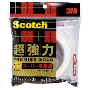 スリーエム 3M スリーエム 3M SPS-25 スコッチ 超強力両面テープ プレミアゴールド スーパー多用途 25mm×3m