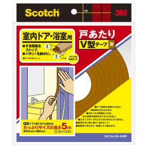 スリーエム 3M スリーエム 3M EN-54BR スコッチ 室内ドア・浴室用 戸あたりV型テープ 茶 6.2mm×8.6mm×5.0m