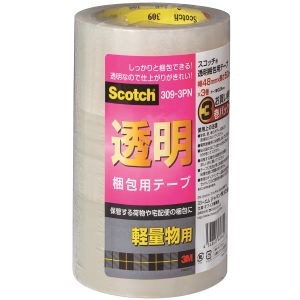 スリーエム 3M スリーエム 3M 309-3PN スコッチ 透明梱包用テープ 3巻パック 48mm x 50m