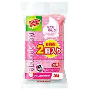 スリーエム 3M スリーエム 泡立ちゆたかネットスポンジ2P ピンク WNTP-2PW