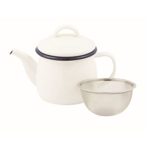 パール金属 パール金属 ジャストサイズ ホーローティーポット 茶こし付 580ml ホワイト HB-4414